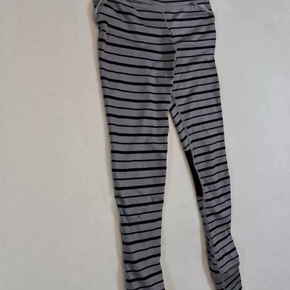 Athleta Running Leggings Black Gray Striped‎ XS Womens Workout Yoga - Picture 3 of 12